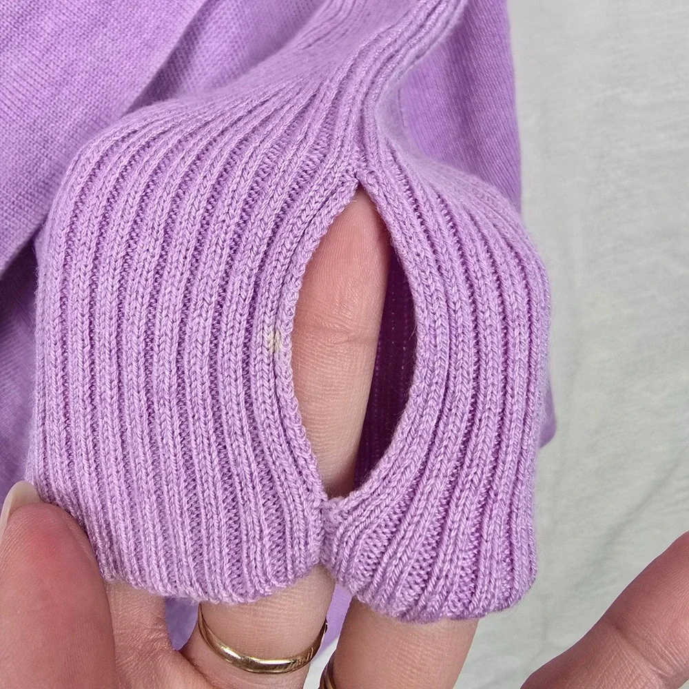 Lululemon Purple Draped Open Front Cardigan Ribbed Back‎ Thumbholes Knit Sweater